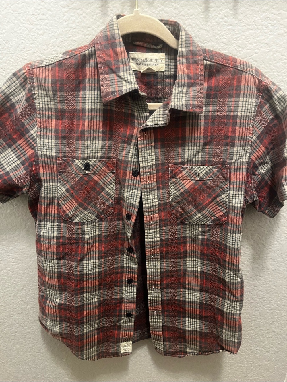 Denim & Supply Ralph Lauren Mens Medium Plaid Southwestern Short Sleeve Shirt